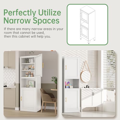 Tall Narrow Metal Storage Cabinet with 4 Adjustable Shelves, 67-Inch Pantry