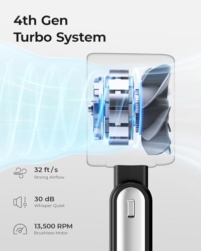 Bearwind Portable Handheld Turbo Fan, 5-Speed Rechargeable Mini Fan, Black