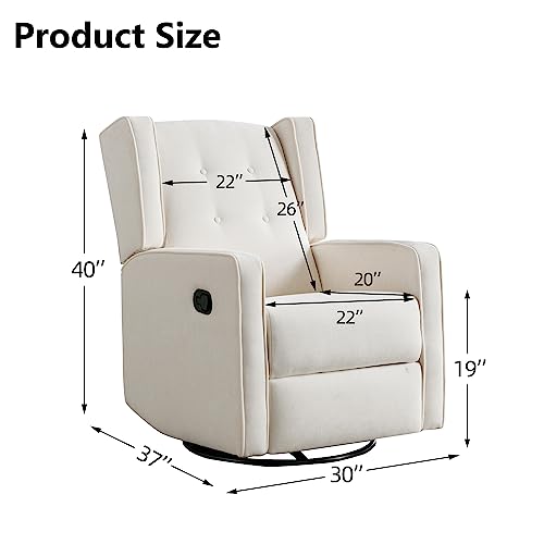 Swivel Glider Recliner Chair for Nursery and Living Room, White