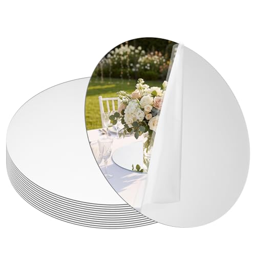 12-Inch Round Acrylic Mirror Centerpieces for Tables - Set of 12