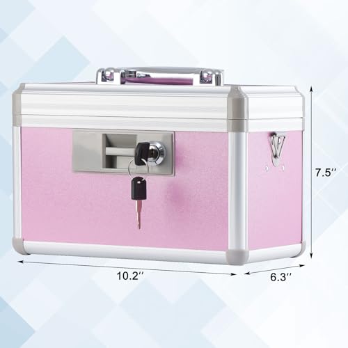 Locking Medicine Storage Box, Aluminum First Aid Case with Shoulder Strap