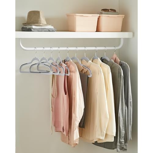 SONGMICS Clothes Hangers, Pack of 30 Plastic Coat Hangers, Space-Saving, Light Gray and Dark Gray UCRP30G
