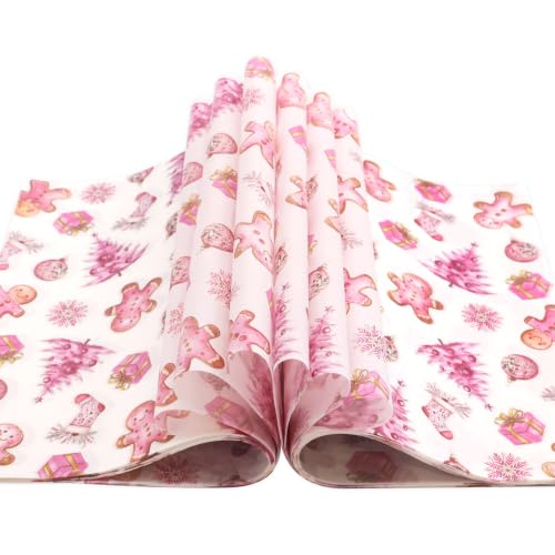 WorldBazaar Pink Christmas Wax Paper Sheets 100 Pcs - 8.7 x 9.6 in