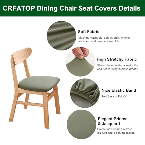 Waterproof Dining Chair Seat Covers Set of 6 - Green, Large (18-22 in)