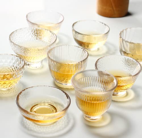 Rikyo Style G 6Pcs Japanese Sake Set Heat-Resistant Glass Cups 50ml