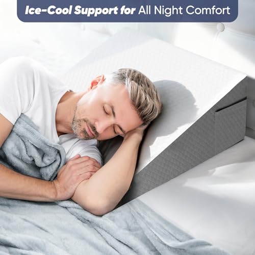 Bed Wedge Pillow for Sleeping - 8 Inch Incline Memory Foam