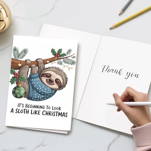 Podagree Christmas12 Funny Sloth Holiday Card – Greeting Card for Christmas, Holiday & Special Occasions