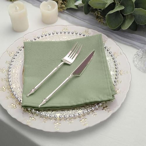 17x17 Inch Polyester Cloth Dinner Napkins - Dusty Sage Green, Set of 100