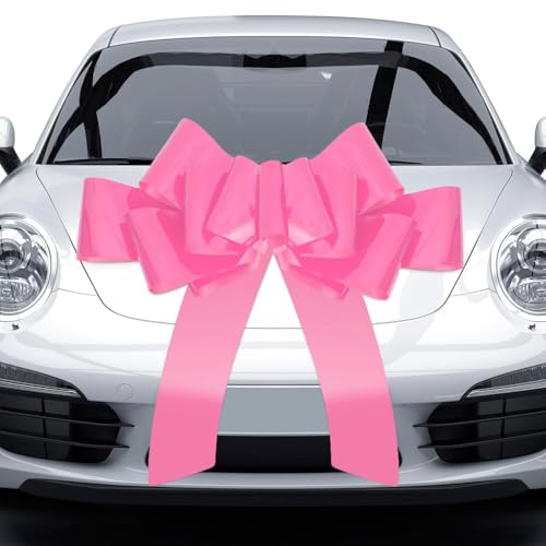 30-Inch Giant Pink Car Bow - Large Pull Bow for Vehicles & Big Gifts