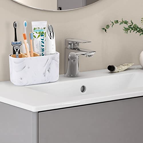 GFWARE Marble Toothbrush Holder & Toothpaste Organizer with 5 Slots