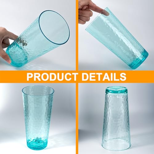 KX-WARE 26oz Multicolor Acrylic Highball Glasses Set of 6 - Shatterproof Drinking Tumblers
