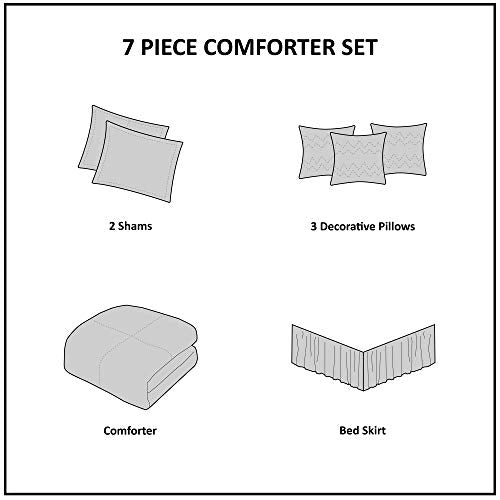Navy 7-Piece King Comforter Set with Decorative Pillows