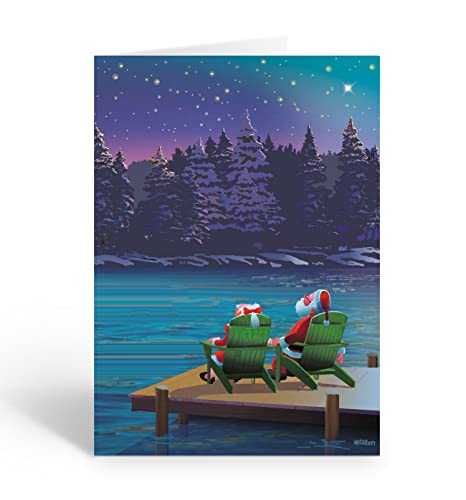 Stonehouse Collection Santa Stargazing Dock Christmas Cards - Standard Pack