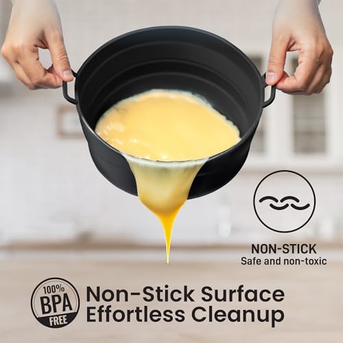 Lotteli Reusable Silicone Air Fryer Liners 8.5 Inch - 2 Pack, Food-Safe & Heat-Resistant