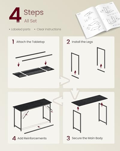 55-Inch Minimalist Computer Desk, Modern Home Office Study Work Table