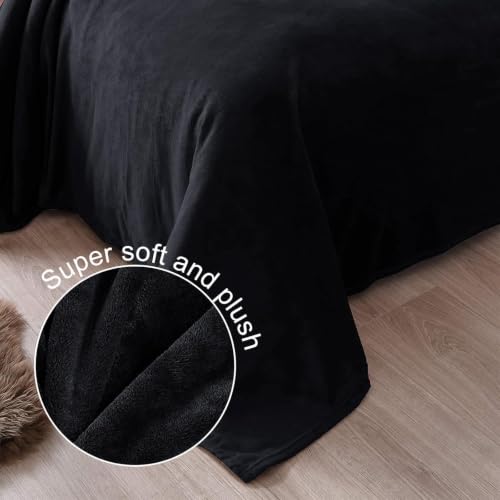 Soft Fleece Blanket Queen Size, 90x90 Inches, Black