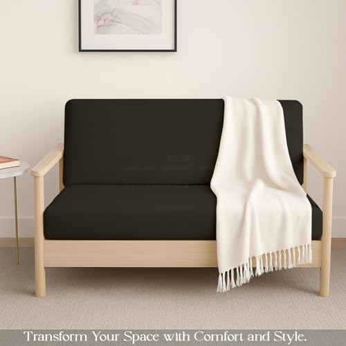 Twin XL Armless Futon Cover - 100% Cotton, Machine Washable, Black
