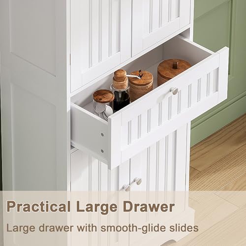 51-inch Tall Bathroom Floor Cabinet with Adjustable Shelves and Drawer