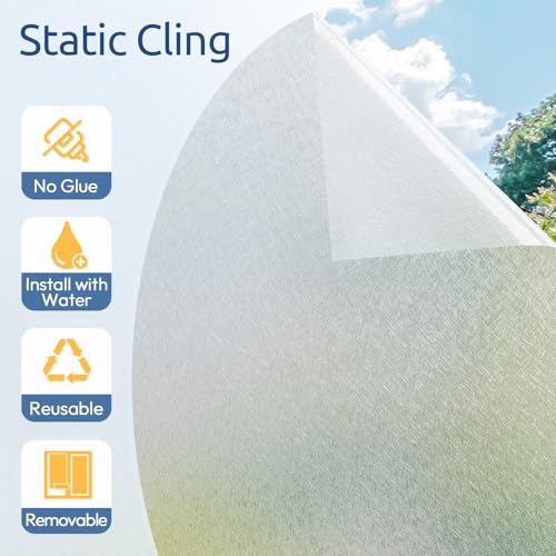 Frosted Window Privacy Film | UV Blocking Static Cling, 17.5" x 78.7"