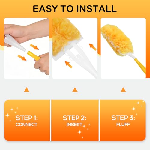 Heavy Duty Microfiber Duster Refills with Handle - 30 Count Cleaning Kit