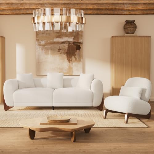 2-Piece Cloud Boucle Sofa Set with Tilt Back Chair, Off-White