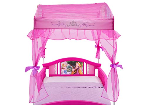 Princess Canopy Toddler Bed with Sheer Organza & Safety Guardrails