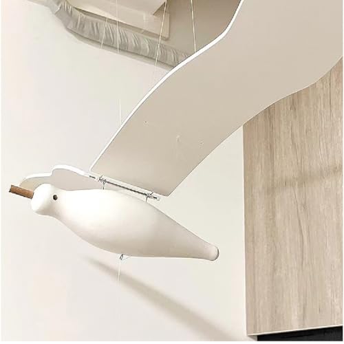 Wooden Flying Seagull Hanging Mobile, Handcrafted Kinetic Ceiling Decor