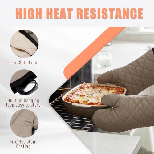 13-Inch Quilted Heat Resistant Oven Mitts - Flame Retardant Set of 2