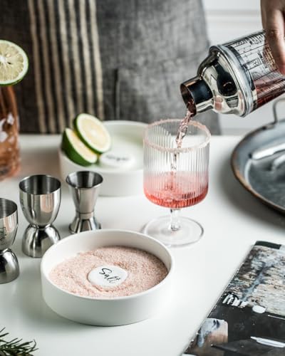 Zoeeker White Margarita Salt Rimmer Set Ceramic Bar Glass Rimmer for Cocktails