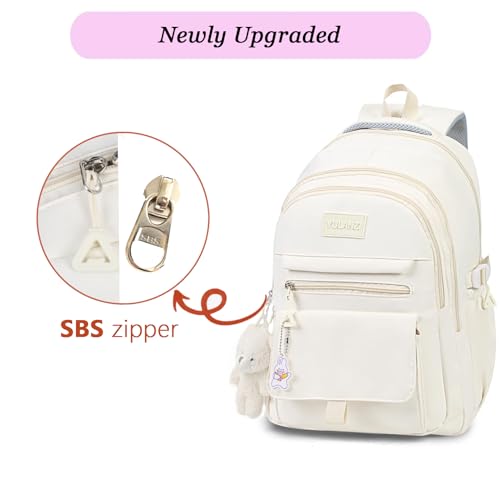 Cute Aesthetic School Backpack for Girls - Teen Bookbag with Accessories