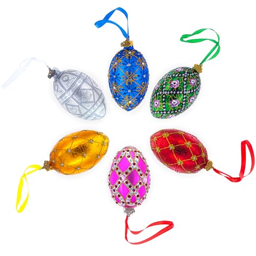 Ukrainian Hand-Painted Glass Egg Ornament - 4 Inch Christmas Decor