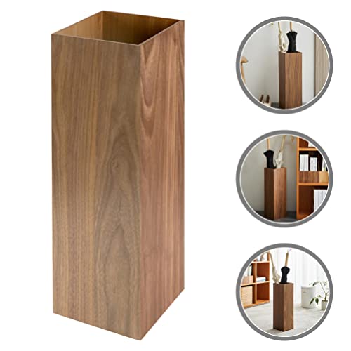 Square Wooden Umbrella Stand - Farmhouse Entryway Storage Bucket