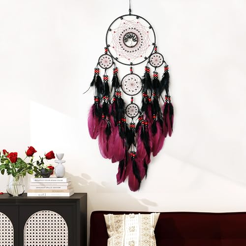 Large Tree of Life Macrame Dream Catcher - Handmade Boho Wall Hanging Decor