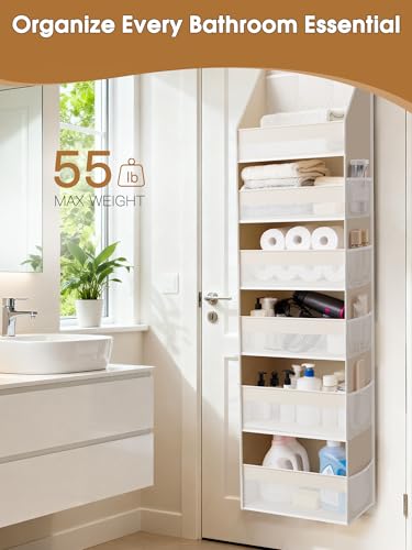 Criusia Over the Door Organizer 6-Shelf Hanging Closet Storage Beige