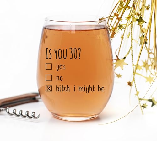 Gelid 30th Birthday Wine Glass - Funny Is You 30 Gift for Men Women, 15 oz
