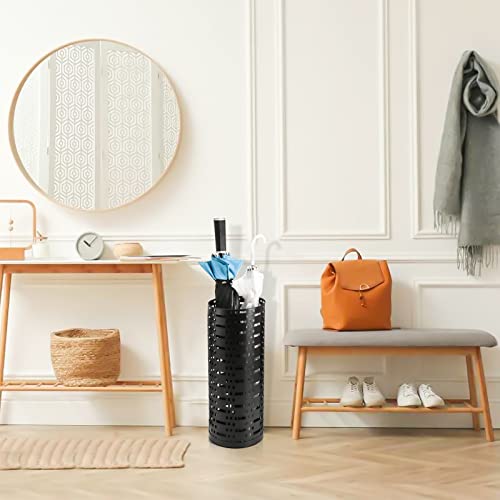 Metal Round Umbrella Stand, 16.5-Inch Slim Entryway Umbrella Holder Bin