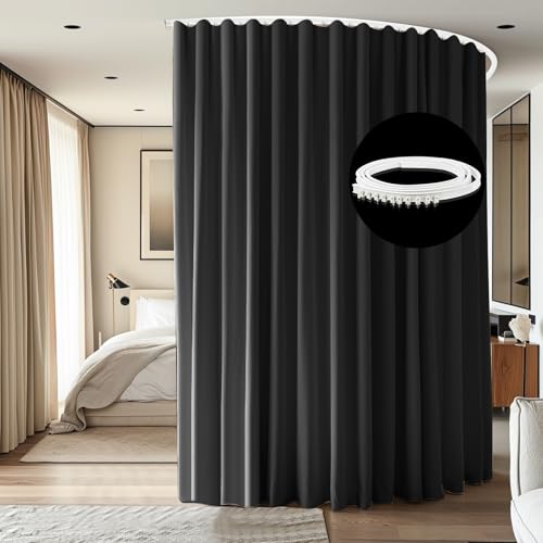 Ceiling Mounted Room Divider Curtain Set with Flexible Track, 8.3ft x 8ft