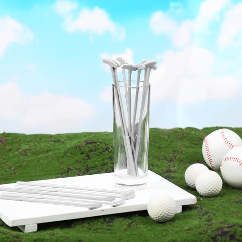 Sunnychicc Silver 30 Pack Golf Club Cocktail Stirrers - 6 Inch Reusable Swizzle Sticks for Drinks & Party Decor