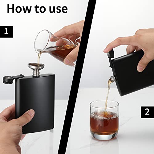KABUDA 2 Pack Stainless Steel Hip Flasks 8 Oz & 12 Oz Leakproof Set