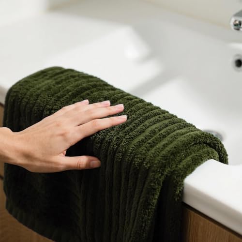 6-Piece Microfiber Bath Towel Set, Olive Green, Quick-Dry and Absorbent