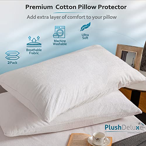 Waterproof Pillow Protectors - Standard Size 20x28 - Soft Cotton Terry Set of 2