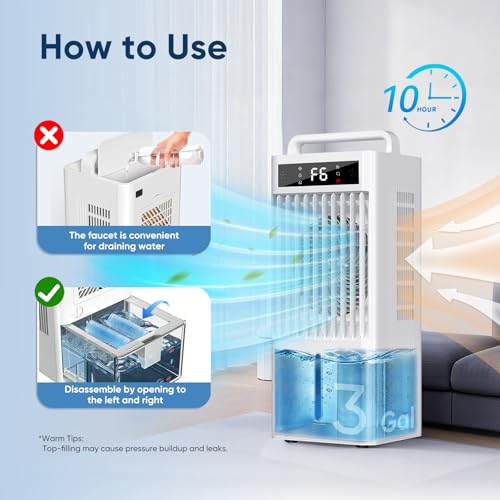 Portable Evaporative Air Cooler 4-in-1 Swamp Cooler with 3-Gal Water Tank