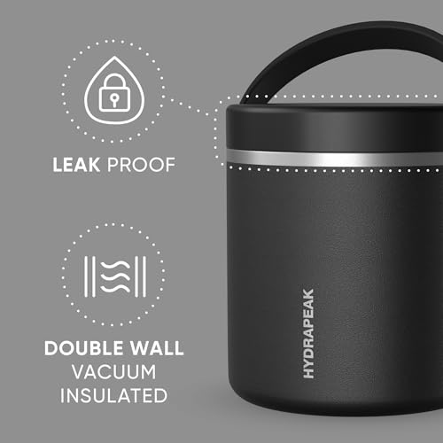 Hydrapeak 25oz Insulated Food Jar - Stainless Steel Soup Thermos Black