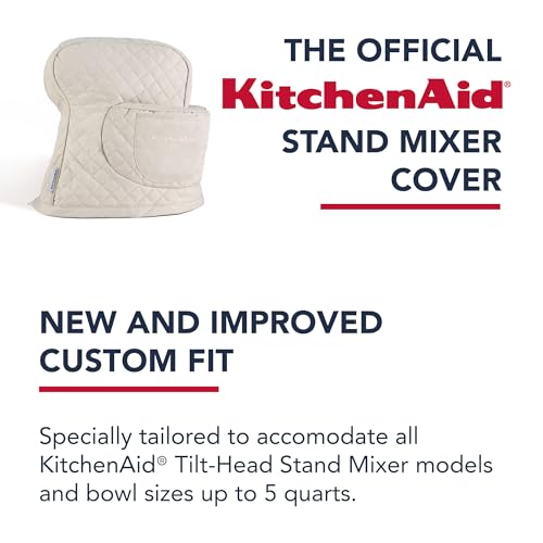 Quilted Cotton Tilt-Head Stand Mixer Cover with Storage Pocket, Tan