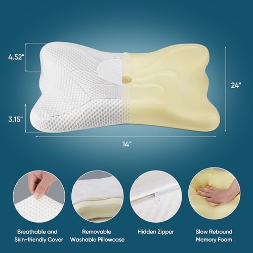 Ergonomic Memory Foam Cervical Pillow - Cooling Neck Support for Side Sleepers