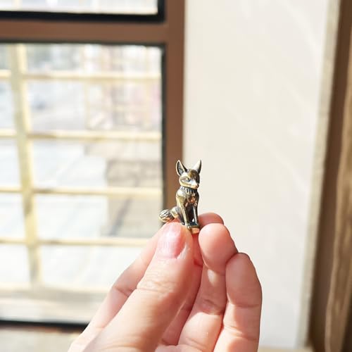3 Pcs Brass Fox Door Hinge Toppers - Magnetic Decorative Animal Figurines