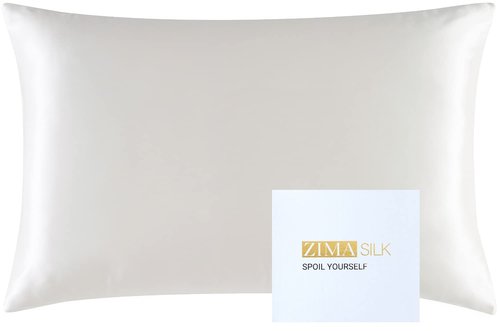 ZIMASILK 25 Momme 100% Pure Mulberry Silk Pillowcase for Hair and Skin Care, Highest Grade 6A Pillow Cases for Women, Long-Lasting Durablity, Gift for Women Men, 1Pc (Queen 20"x30", Ivory)