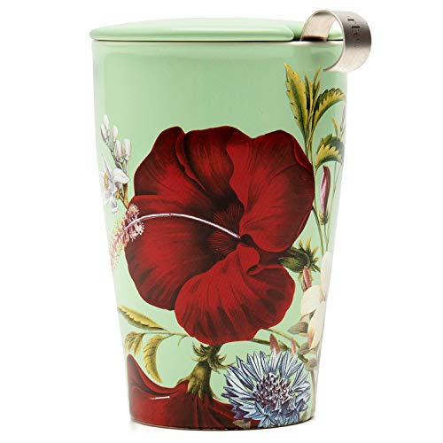 Tea Forte Double-Walled Ceramic Kati Tea Cup with Stainless Steel Infuser, 12 oz
