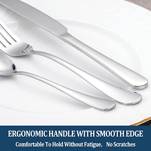 Stainless Steel Dinner Forks, Set of 16 - 8 Inch Mirror Finish Flatware