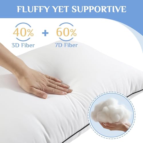 JOLLYVOGUE Queen Size Bed Pillows Set of 2 - Down Alternative Hotel Quality